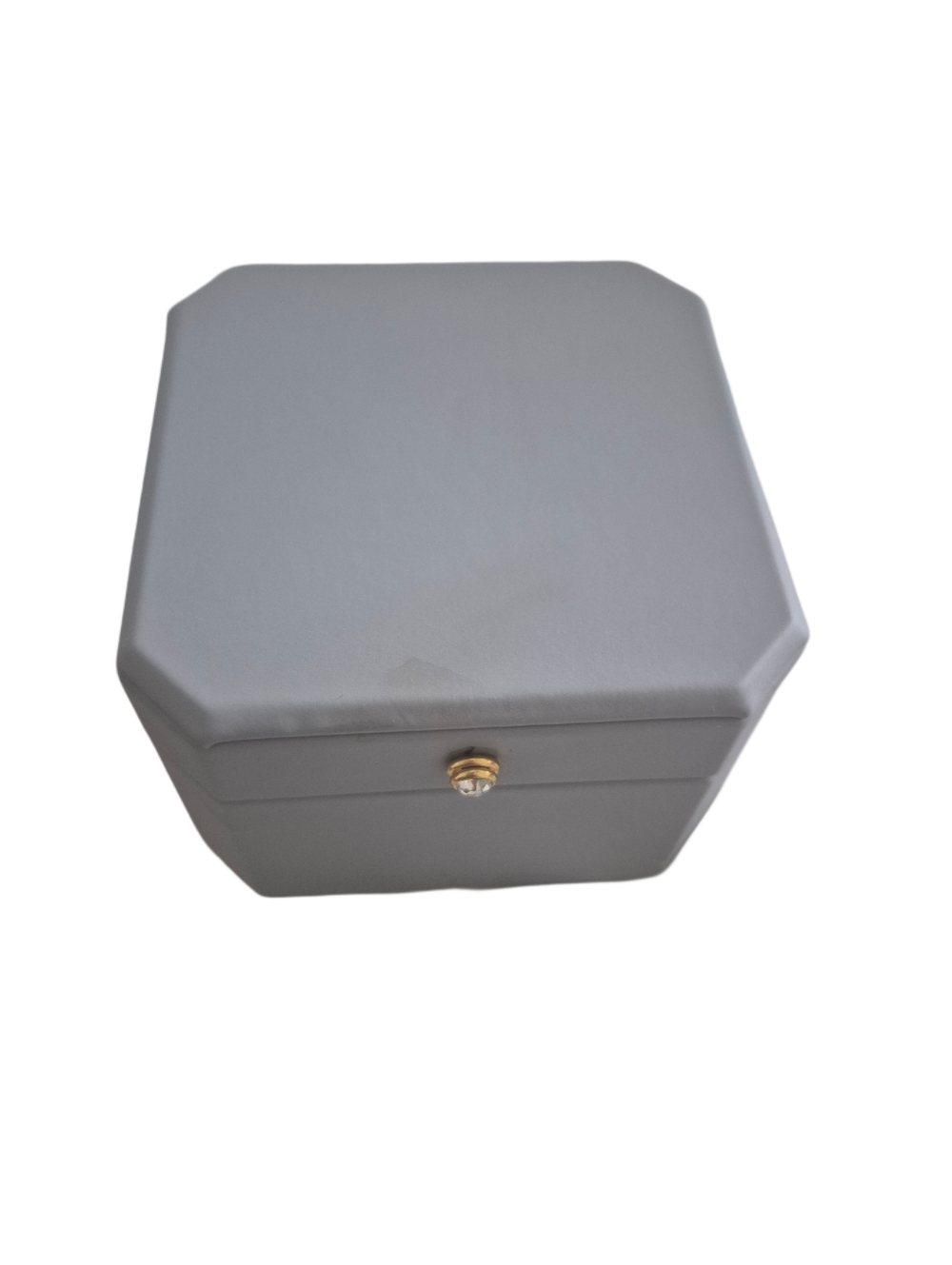 Gray Hexagonal Jewelry Box with Gold Accent